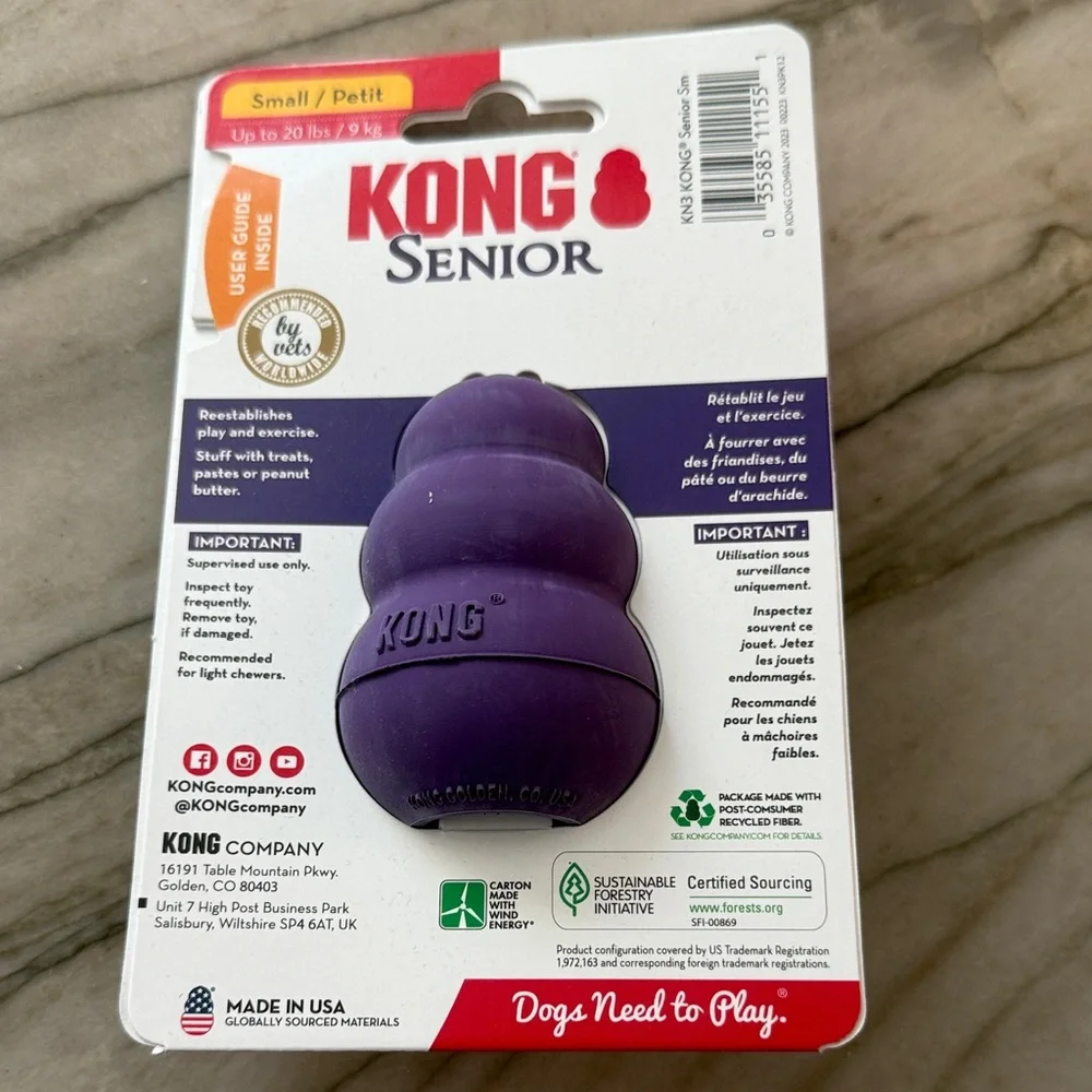 KONG Senior Gentle Purple Chew Toy SMALL - Picture 3 of 3
